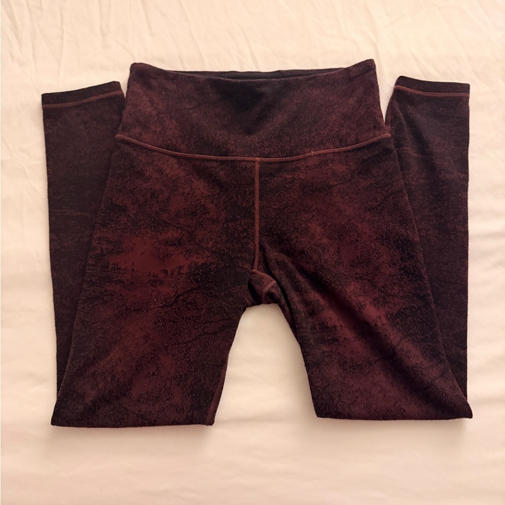 Athleta Elation Glades 7/8 Tights Maroon Patterned Leggings - Picture 2 of 7